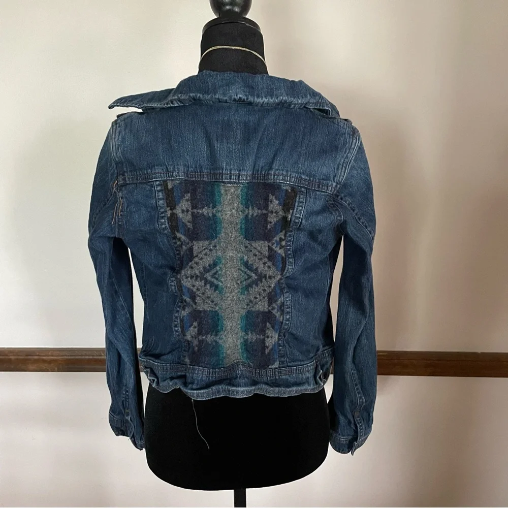 Vintage Southwestern Statement Jean Jacket Handmade Ranchcore Festival Women XS